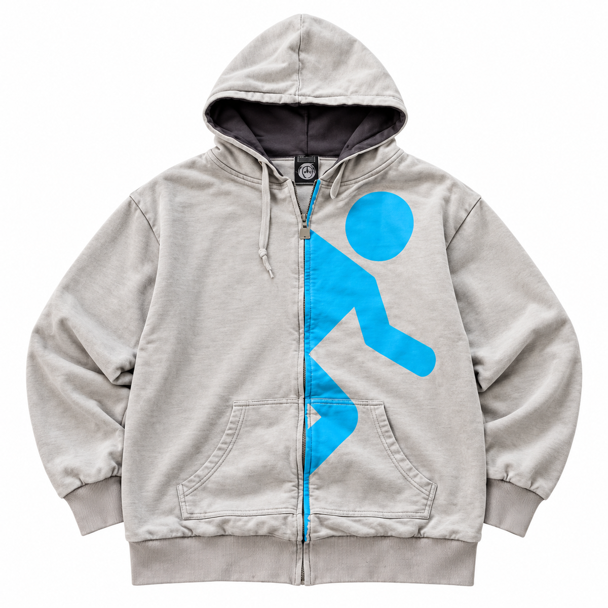 Gray / Cyan — Zip Hoodie — Front