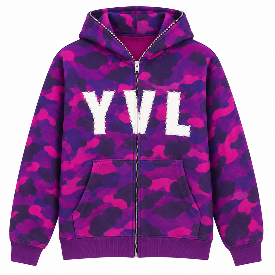 Camo Initial Zip Hoodies