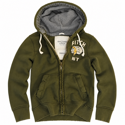 Olive Tiger NY Zip Hoodie — Front