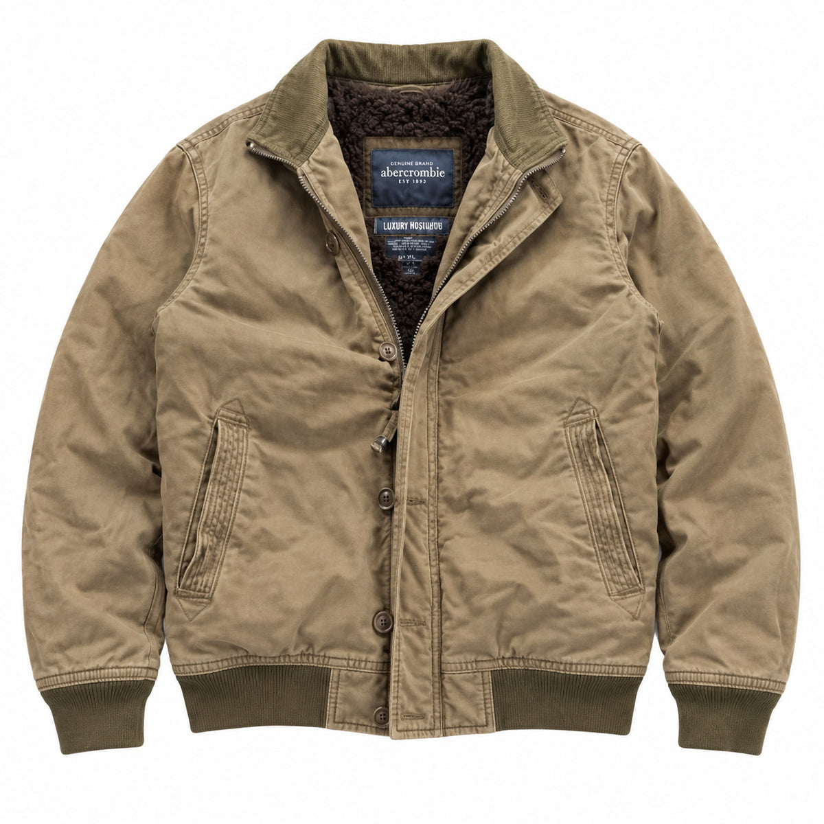 AF Jackets - Khaki Sherpa Collar Jacket