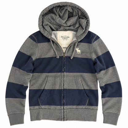 AF Jackets - Navy Striped Zip Hoodie