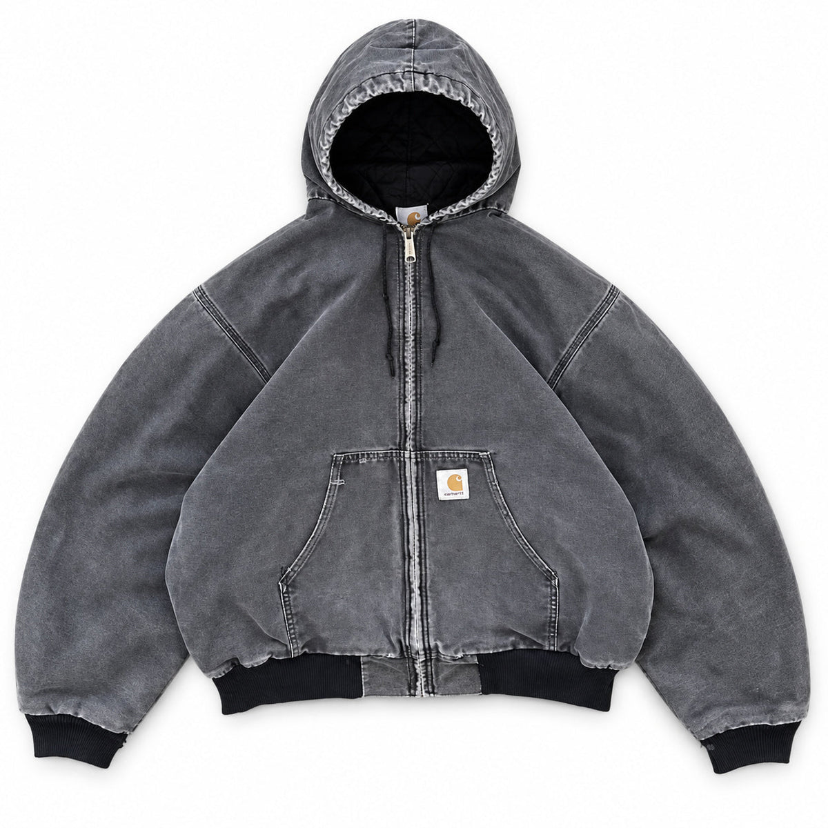 Hooded Washed Grey — source-matched studio front view