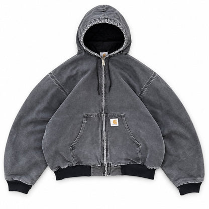 Hooded Washed Grey — source-matched studio front view