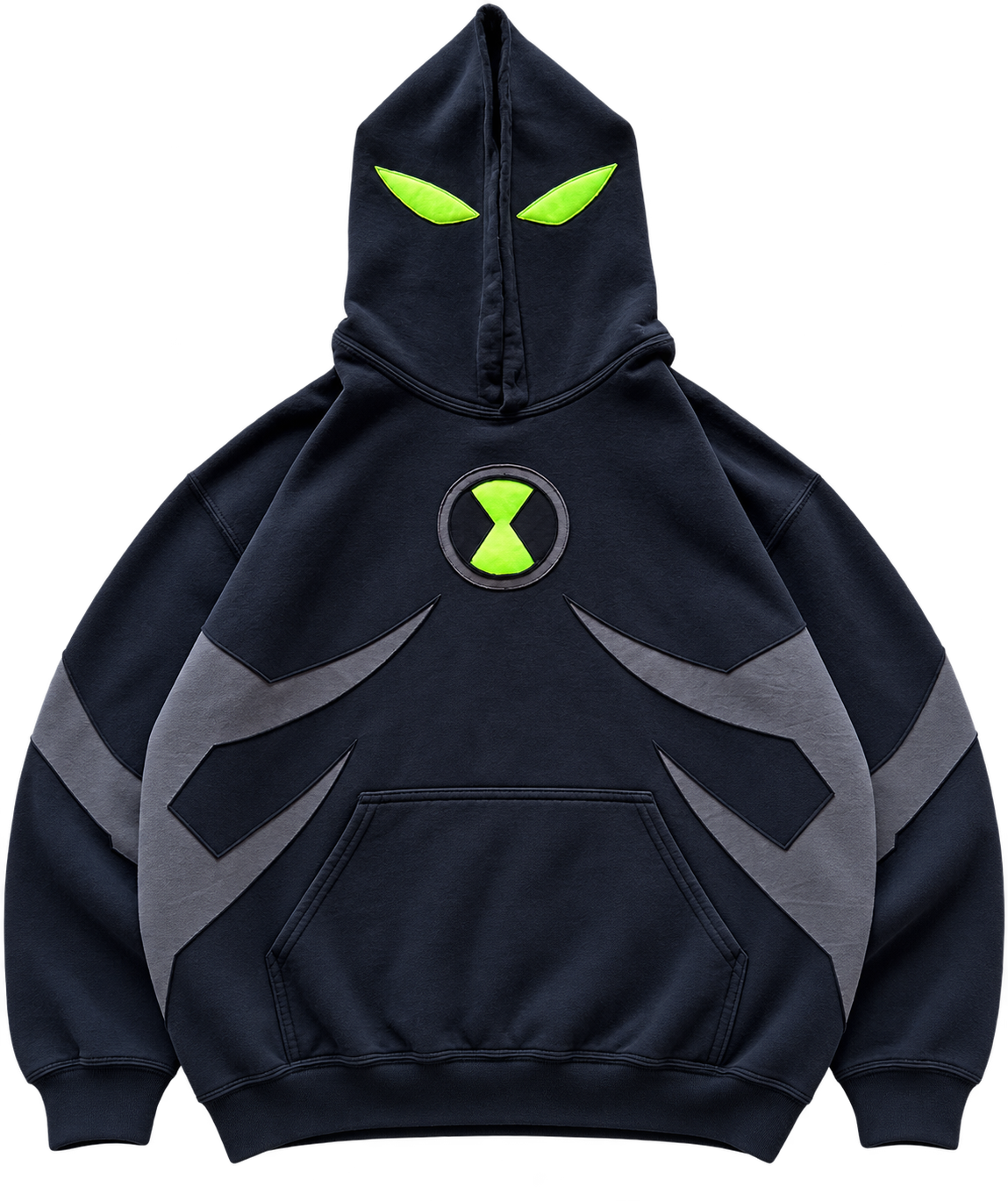 Black / Lime — Full Face Hoodie | front