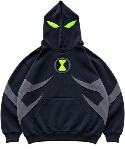 Black / Lime — Full Face Hoodie | front