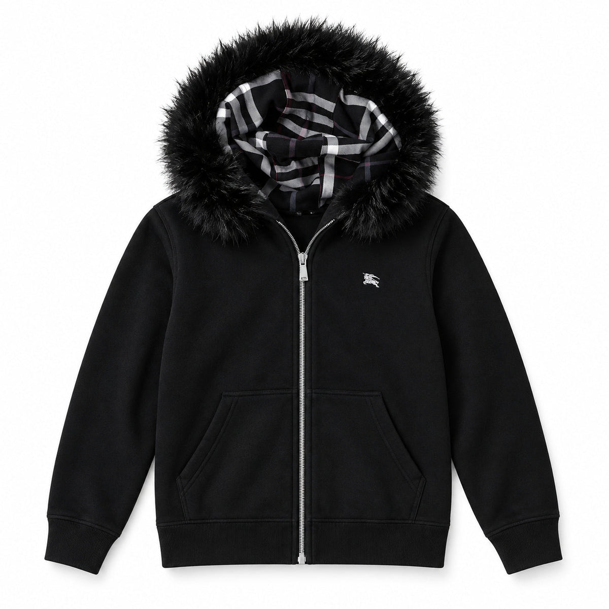 Black Fur Hood — product front view