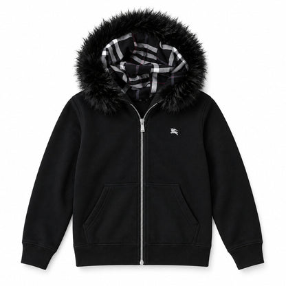 Black Fur Hood — product front view
