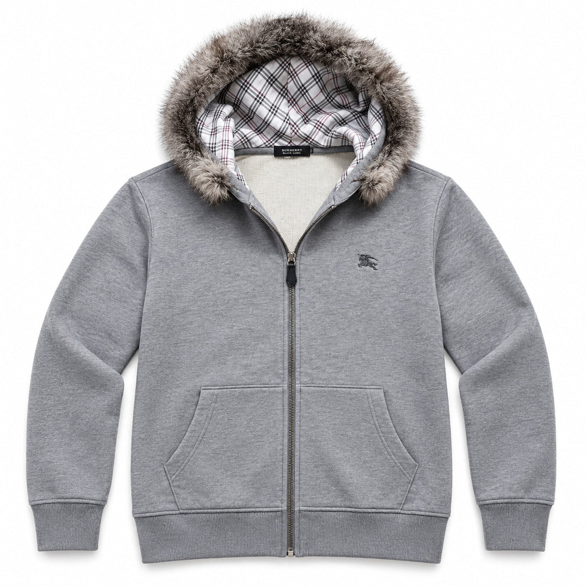 Grey Fur Hood — product front view