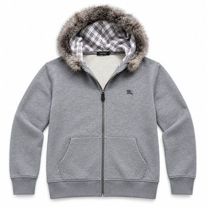Grey Fur Hood — product front view