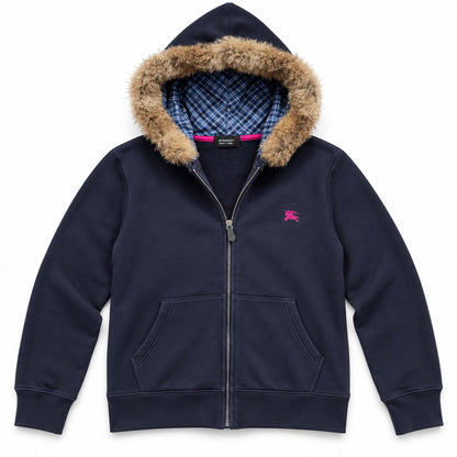 Navy Tan Fur Hood — product front view
