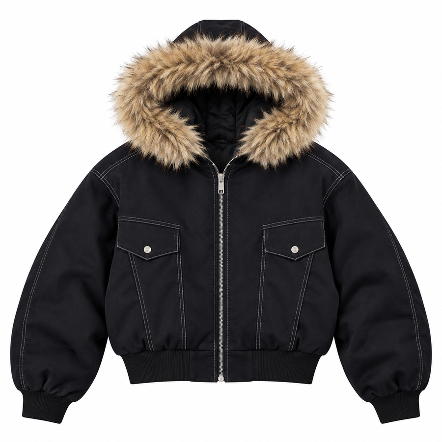 Fur Trim Hooded Jacket
