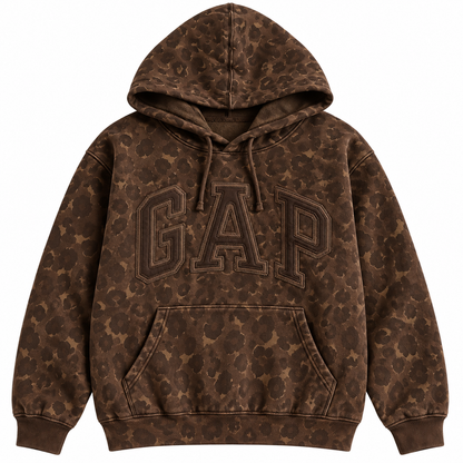 Brown Leopard Pullover Hoodie — Front
