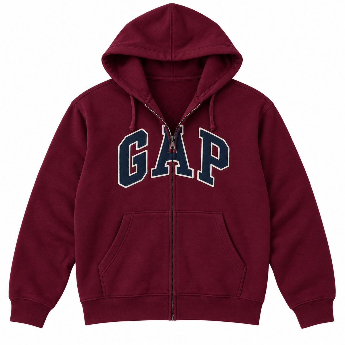 Maroon / Navy Logo Zip Hoodie — Front