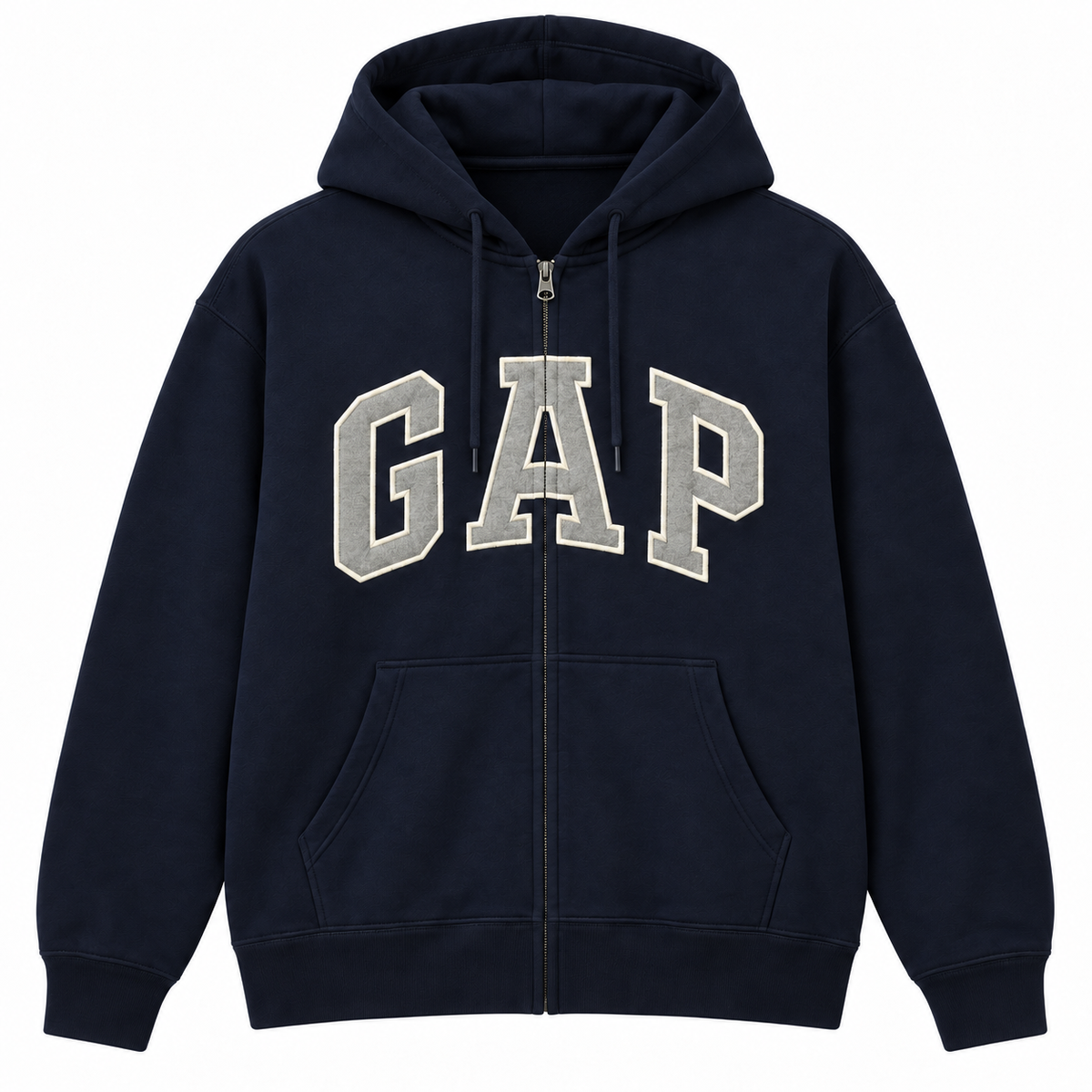 Navy / Gray Logo Zip Hoodie — Front