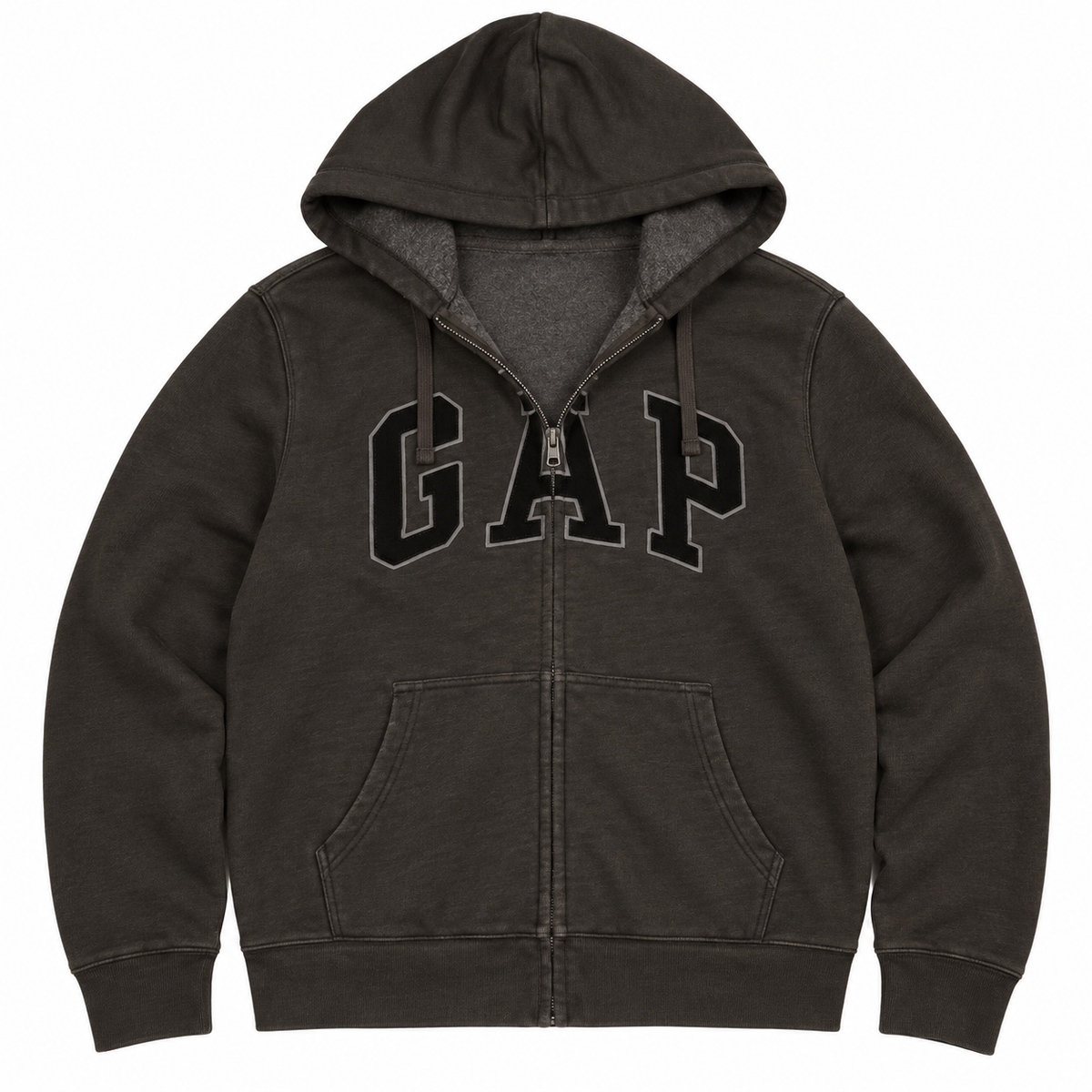 Dark Olive / Black Logo Zip Hoodie — Front