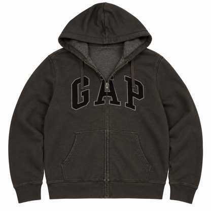Dark Olive / Black Logo Zip Hoodie — Front