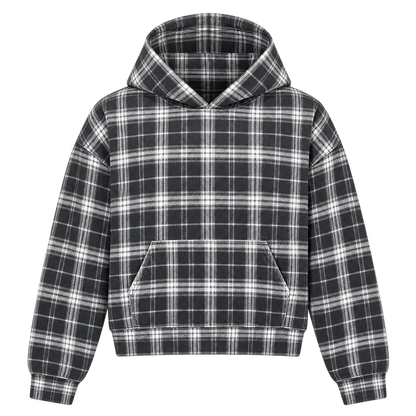 Black Plaid Hoodie — Front