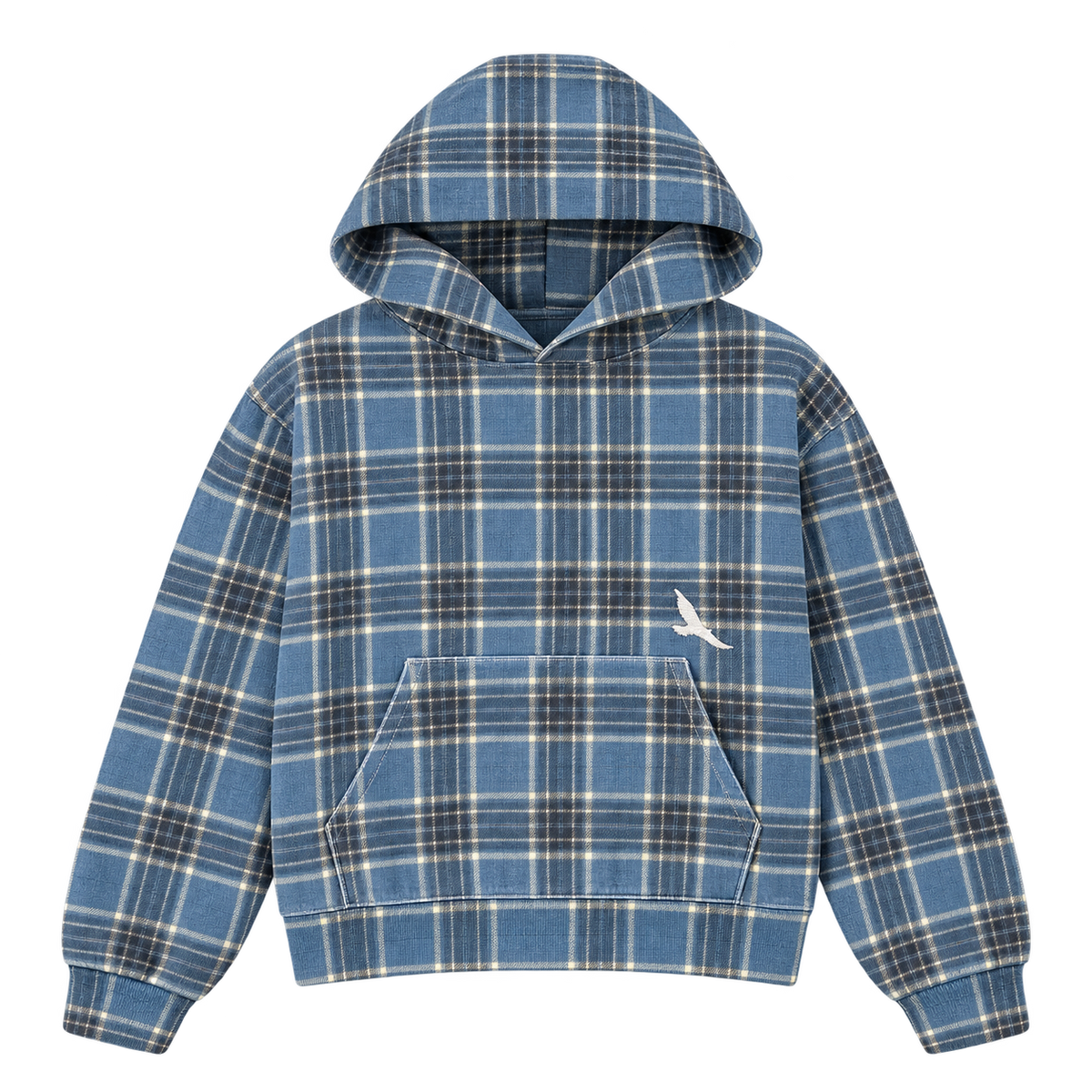 Blue Plaid Hoodie — Front