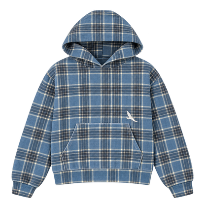 Blue Plaid Hoodie — Front