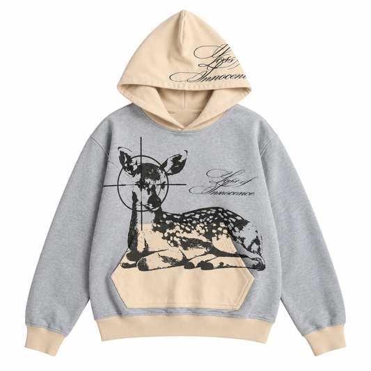 Gray / Cream — Fawn Hoodie — Front