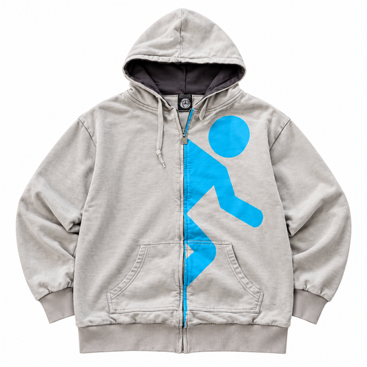 Gray / Cyan — Zip Hoodie — Front