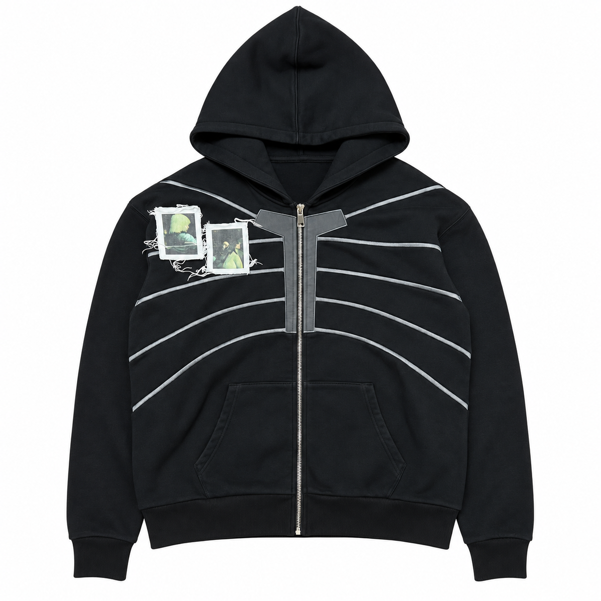 Black — Purpose Zip Hoodie with Patches — Front