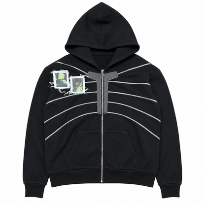 Black — Purpose Zip Hoodie with Patches — Front