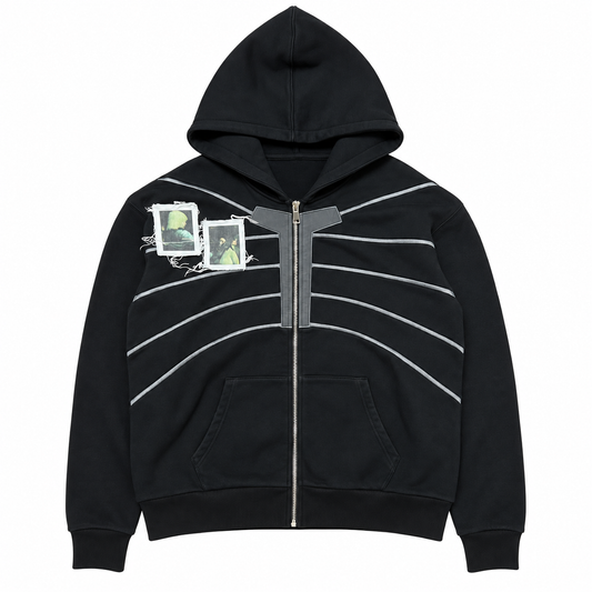Black — Purpose Zip Hoodie with Patches — Front