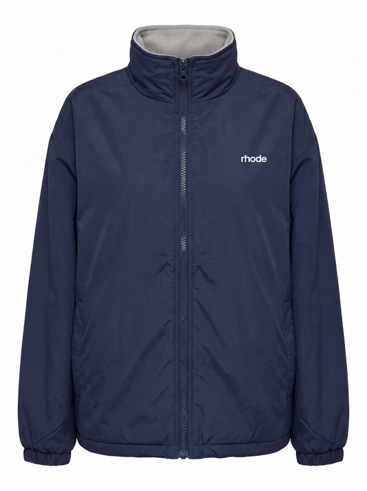 Funnel Neck Nylon Jacket - Navy with rhode chest logo