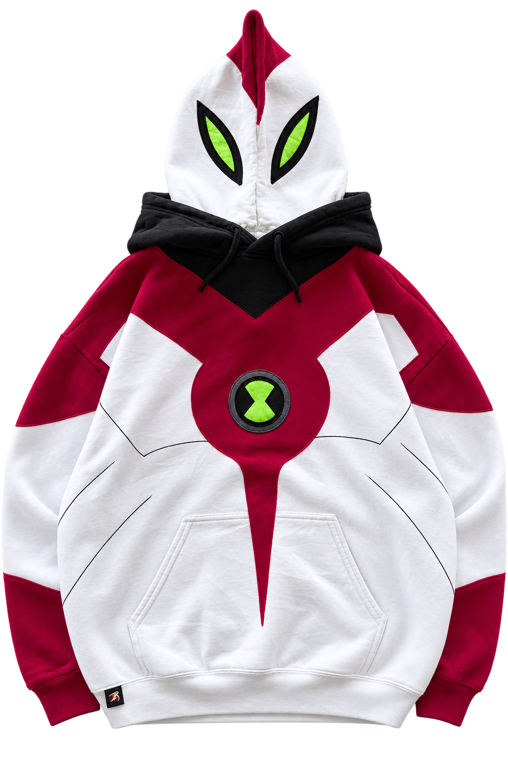 White / Burgundy — Full Face Hoodie | front